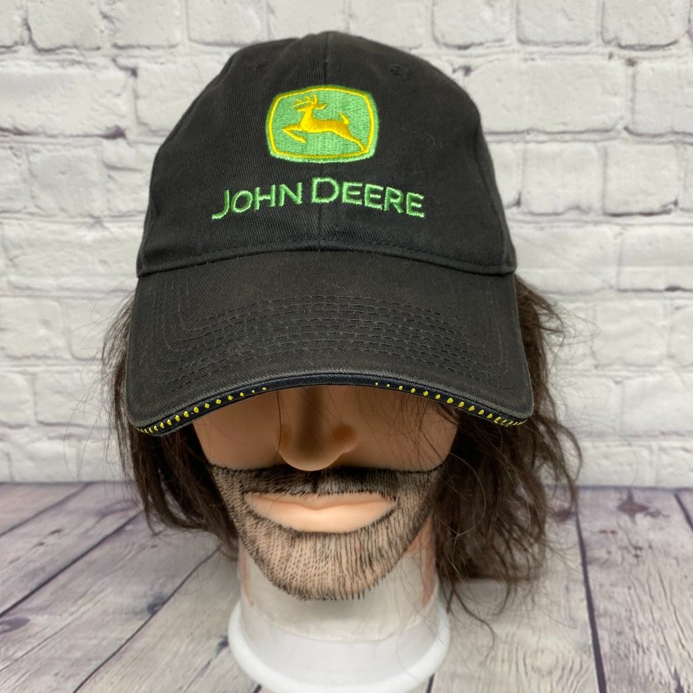 John Deere Dad Hat Cap Strap Back Black Embroidered Tractor Martin DEERLINE Farm